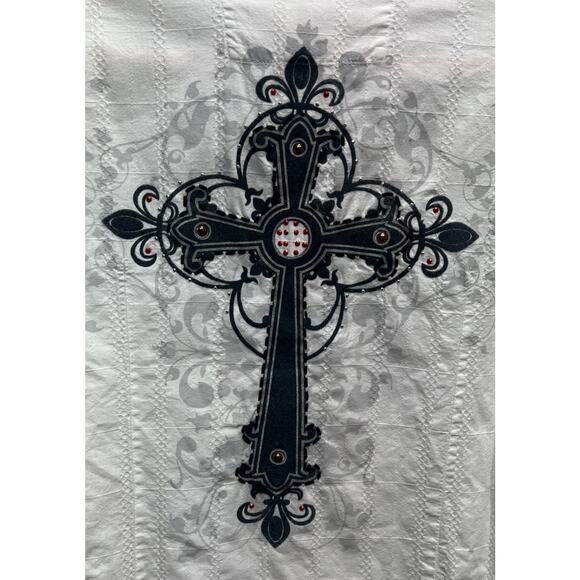 Godsend Gothic Western Cross Novelty Distressed Shirt White Mens Size L - Picture 1 of 11